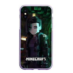 Чехол iPhone XS Max матовый Minecraft matrix, цвет: 3D-светло-сиреневый