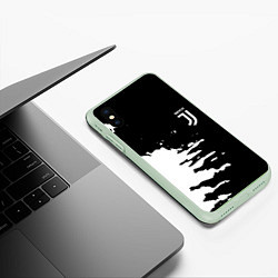 Чехол iPhone XS Max матовый Ювентус спорт краски текстура, цвет: 3D-салатовый — фото 2
