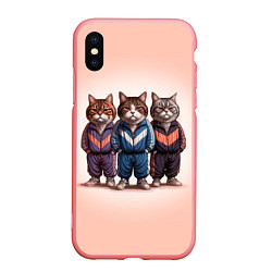 Чехол iPhone XS Max матовый Три полосатых кота в спортивных костюмах пацана, цвет: 3D-баблгам
