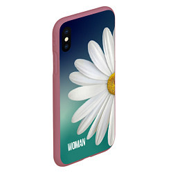 Чехол iPhone XS Max матовый Маргаритка на голубом - WOMAN, цвет: 3D-малиновый — фото 2