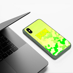 Чехол iPhone XS Max матовый Doom токсичное лого броня, цвет: 3D-темно-зеленый — фото 2