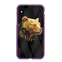 Чехол iPhone XS Max матовый Русский бурый медведь 2024, цвет: 3D-фиолетовый
