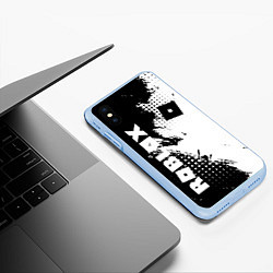 Чехол iPhone XS Max матовый Роблокс - черно-белая абстракция, цвет: 3D-голубой — фото 2
