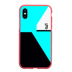 Чехол iPhone XS Max матовый Juventus sport geometry fc, цвет: 3D-красный