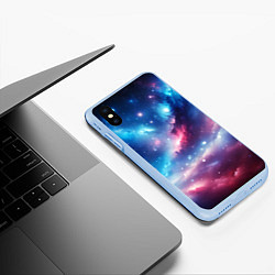 Чехол iPhone XS Max матовый Розово-голубой космический пейзаж, цвет: 3D-голубой — фото 2