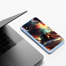 Чехол iPhone XS Max матовый Space landscape with mountains, цвет: 3D-голубой — фото 2