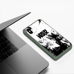 Чехол iPhone XS Max матовый Linkin park огненный дым рок, цвет: 3D-темно-зеленый — фото 2