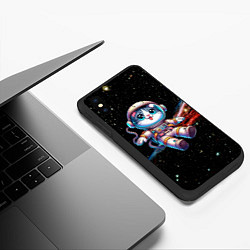 Чехол iPhone XS Max матовый Котёнок космонавт в открытом космосе, цвет: 3D-черный — фото 2