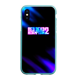 Чехол iPhone XS Max матовый Red dead redemption неоновые краски, цвет: 3D-мятный
