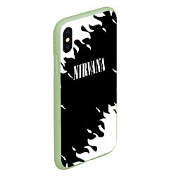 Чехол iPhone XS Max матовый Nirvana текстура огонь, цвет: 3D-салатовый — фото 2