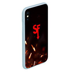 Чехол iPhone XS Max матовый Sally face искры огня, цвет: 3D-голубой — фото 2