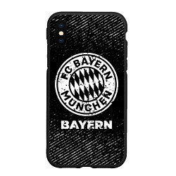 Чехол iPhone XS Max матовый Bayern с потертостями на темном фоне, цвет: 3D-черный