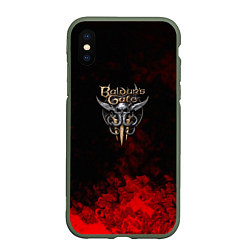 Чехол iPhone XS Max матовый Baldurs Gate краски текстура, цвет: 3D-темно-зеленый