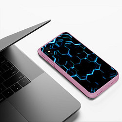 Чехол iPhone XS Max матовый Киберпанк неон синий, цвет: 3D-розовый — фото 2