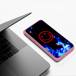 Чехол iPhone XS Max матовый Nirvana flame, цвет: 3D-малиновый — фото 2