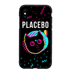 Чехол iPhone XS Max матовый Placebo - rock star cat, цвет: 3D-черный