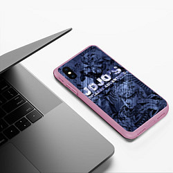 Чехол iPhone XS Max матовый ДжоДжо на фоне манги, цвет: 3D-розовый — фото 2