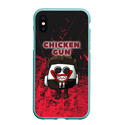 Чехол iPhone XS Max матовый Chicken gun clown, цвет: 3D-мятный