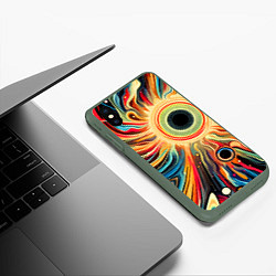 Чехол iPhone XS Max матовый Space abstraction - ai art, цвет: 3D-темно-зеленый — фото 2