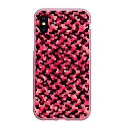 Чехол iPhone XS Max матовый Мозаика красно-бордовый, цвет: 3D-розовый