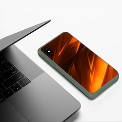 Чехол iPhone XS Max матовый Geometry stripes orange, цвет: 3D-темно-зеленый — фото 2