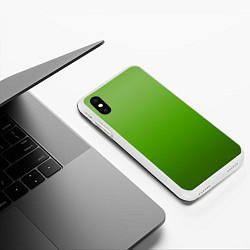 Чехол iPhone XS Max матовый Градиент яблочный зелёный, цвет: 3D-белый — фото 2