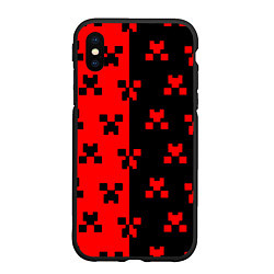 Чехол iPhone XS Max матовый Minecraft creeper logo, цвет: 3D-черный