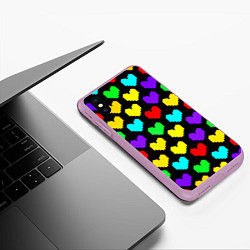 Чехол iPhone XS Max матовый Undertale heart pattern, цвет: 3D-сиреневый — фото 2