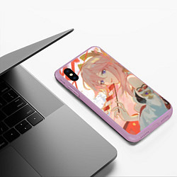 Чехол iPhone XS Max матовый Genshin Impact Яэ Miko smile kitsune, цвет: 3D-сиреневый — фото 2