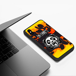 Чехол iPhone XS Max матовый In Flames рок панда и огонь, цвет: 3D-черный — фото 2