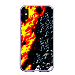 Чехол iPhone XS Max матовый Текстура огня и воды, цвет: 3D-светло-сиреневый