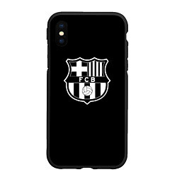 Чехол iPhone XS Max матовый Barcelona fc club белое лого, цвет: 3D-черный