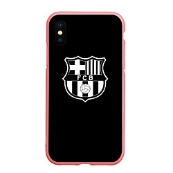 Чехол iPhone XS Max матовый Barcelona fc club белое лого, цвет: 3D-баблгам