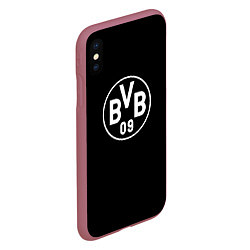 Чехол iPhone XS Max матовый Borussia sport fc белое лого, цвет: 3D-малиновый — фото 2