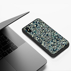 Чехол iPhone XS Max матовый Бирюзовый хаки абстрактный пааттерн, цвет: 3D-черный — фото 2