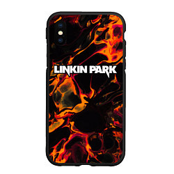 Чехол iPhone XS Max матовый Linkin Park red lava, цвет: 3D-черный