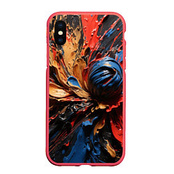 Чехол iPhone XS Max матовый Красные красочные брызги, цвет: 3D-красный