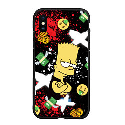 Чехол iPhone XS Max матовый Барт Симпсон на фоне баксов