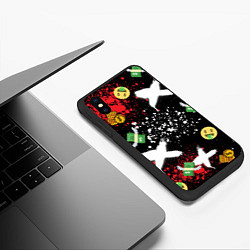 Чехол iPhone XS Max матовый Денежные смайлики и пачки долларов с крыльями, цвет: 3D-черный — фото 2