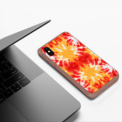 Чехол iPhone XS Max матовый Красно-желтый тай дай, цвет: 3D-коричневый — фото 2