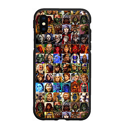 Чехол iPhone XS Max матовый Портреты всех героев, цвет: 3D-черный