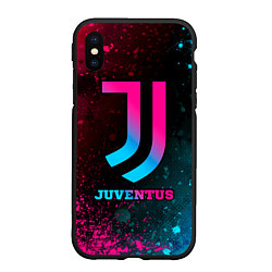 Чехол iPhone XS Max матовый Juventus - neon gradient