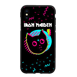 Чехол iPhone XS Max матовый Iron Maiden - rock star cat, цвет: 3D-черный
