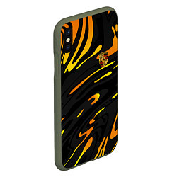 Чехол iPhone XS Max матовый Porsche - Желтые разводы, цвет: 3D-темно-зеленый — фото 2