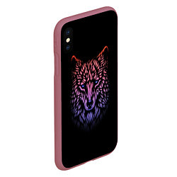 Чехол iPhone XS Max матовый Realistic gradient wolf, цвет: 3D-малиновый — фото 2