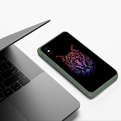 Чехол iPhone XS Max матовый Realistic gradient wolf, цвет: 3D-темно-зеленый — фото 2