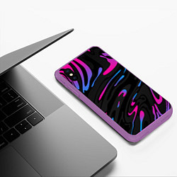 Чехол iPhone XS Max матовый Неоновые разводы - фиолетовый, цвет: 3D-фиолетовый — фото 2