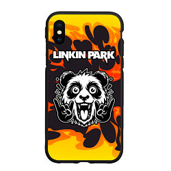 Чехол iPhone XS Max матовый Linkin Park рок панда и огонь, цвет: 3D-черный