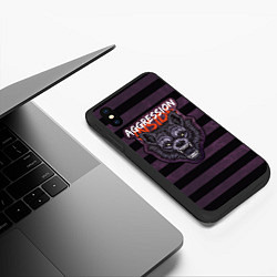 Чехол iPhone XS Max матовый Aggression inside - текстурный фон, цвет: 3D-черный — фото 2