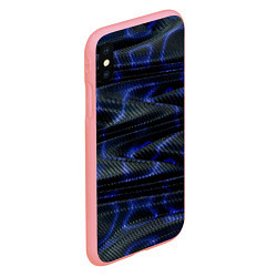 Чехол iPhone XS Max матовый Темно синие карбоновые волны, цвет: 3D-баблгам — фото 2
